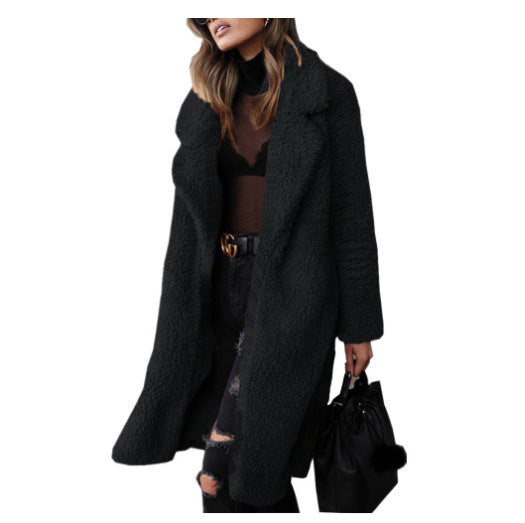 Damen Kuscheliger Teddy-Mantel mit großzügigem Schnitt und zwei praktischen Taschen Heidi-Mode