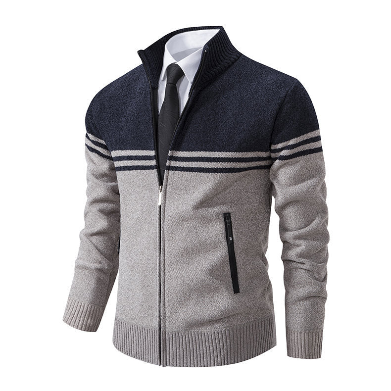 Herren stylische Freizeitjacke mit hohem Kragen und moderner Zipper-Detailierung Heidi-Mode