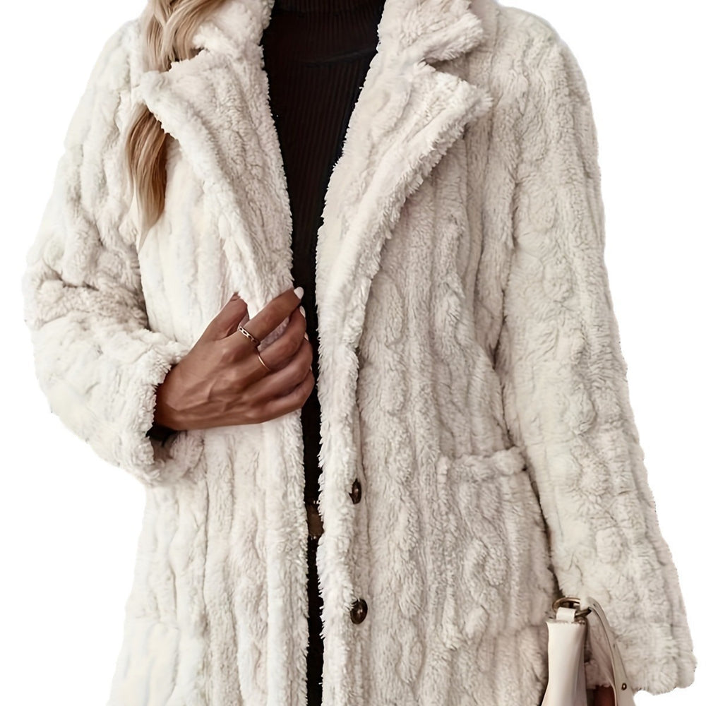 Damen weicher und warmer Kunstfell-Mantel mit knöpfbarem Design Heidi-Mode