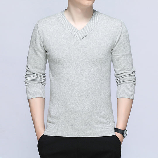 Herren eleganter Pullover mit V-Ausschnitt und feiner Strickstruktur Heidi-Mode