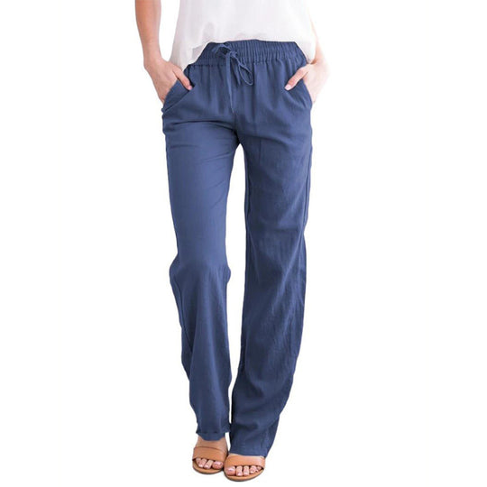 Damen Weite Hose mit elastischem Bund und praktischen Seitentaschen Heidi-Mode