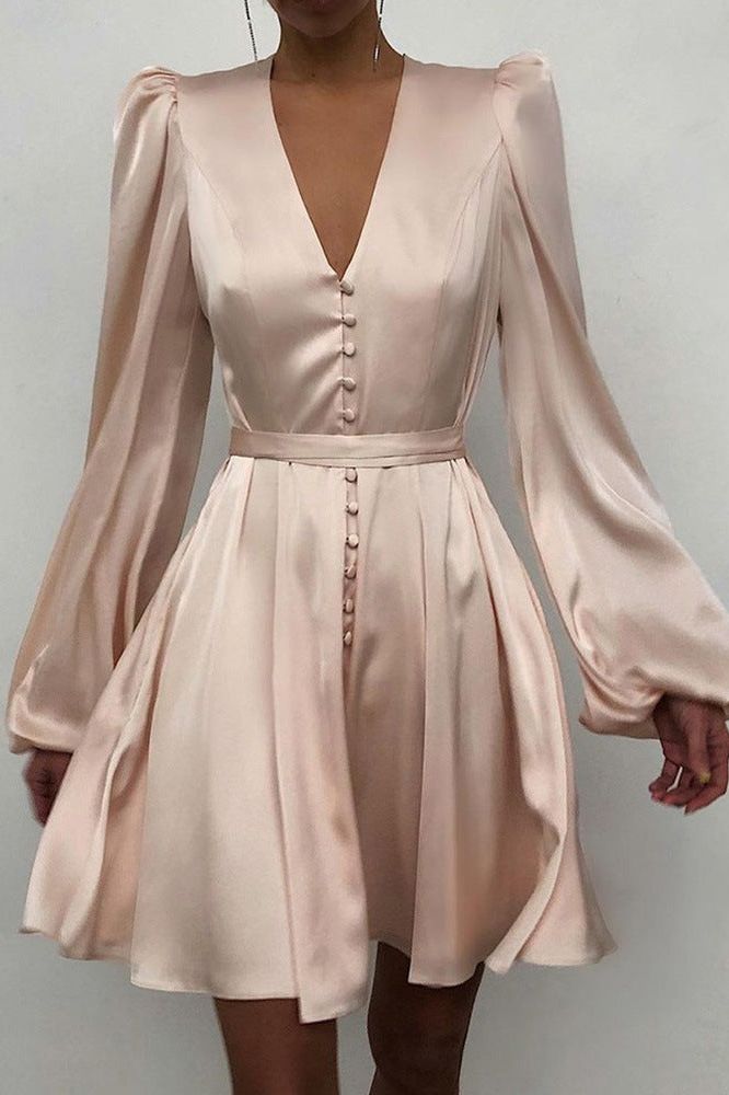 Heidi-Mode | Satin V-Ausschnitt Slim Kleid