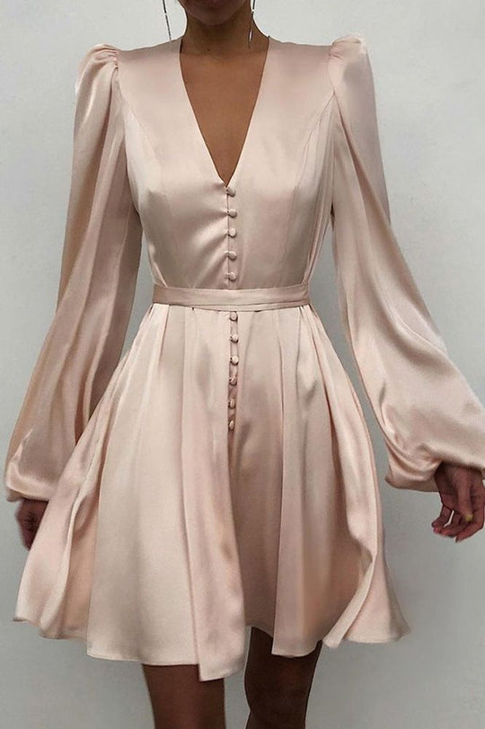 Heidi-Mode | Satin V-Ausschnitt Slim Kleid