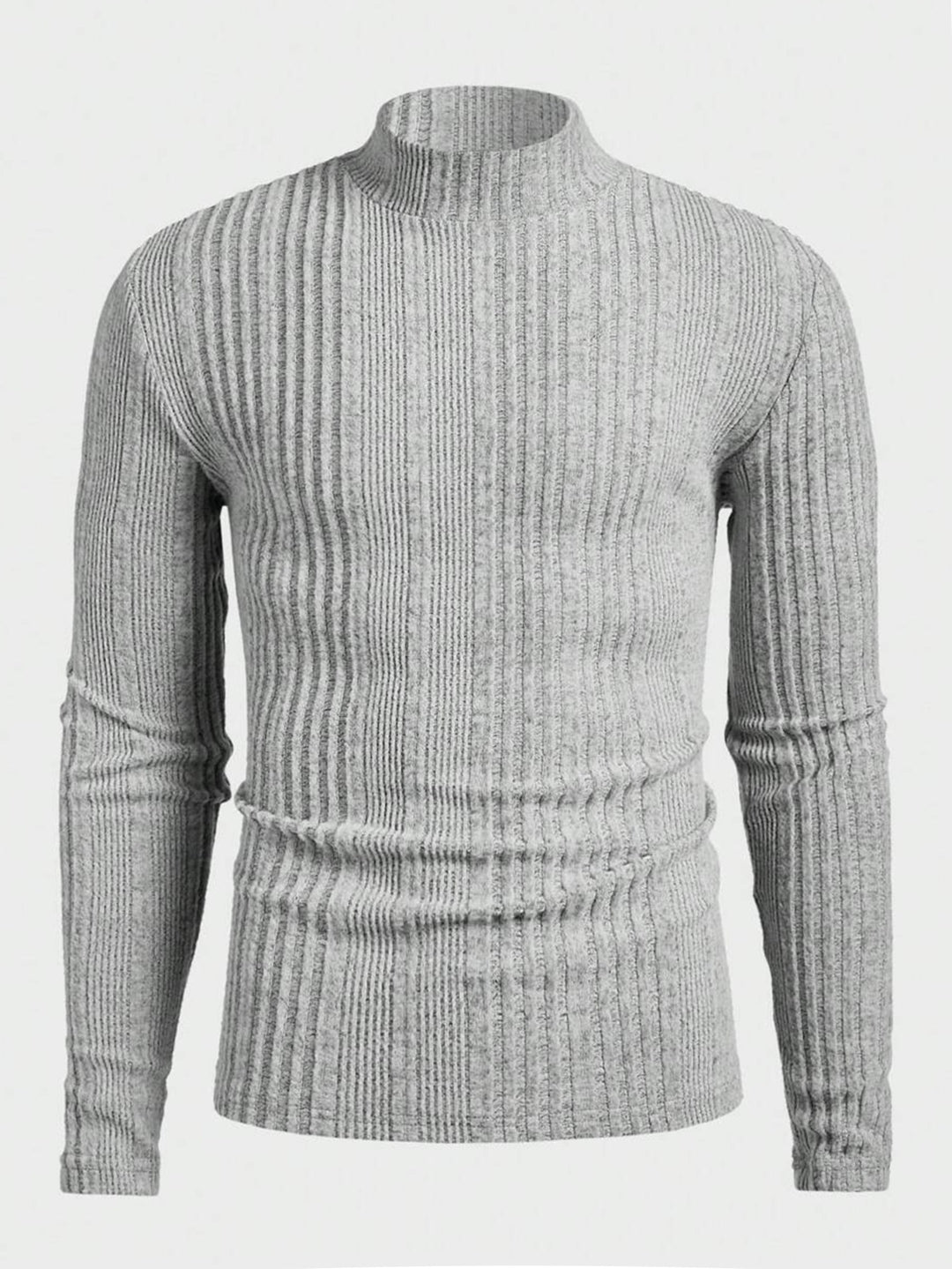 Herren Strickpullover mit hohem Kragen und Rippstruktur Heidi-Mode