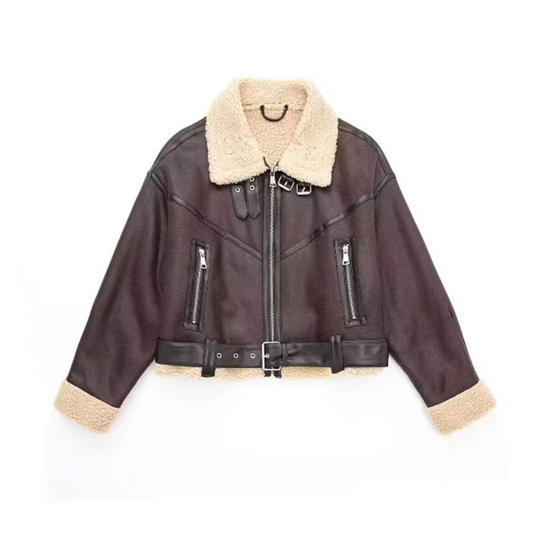 Damen modische jacke mit Innenfutter und Gürtel Heidi-Mode