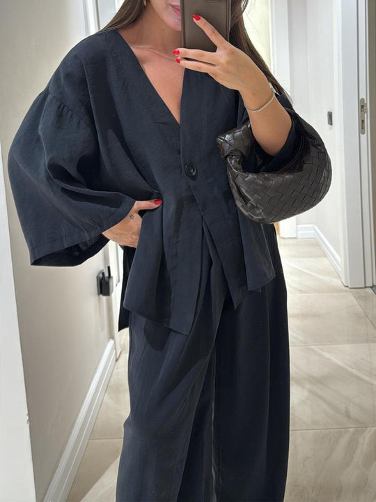 Damen lässiger Leinen-Hosenanzug Heidi-Mode