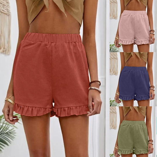 Damen Shorts mit Rüschendetails und Elastischem Bund Heidi-Mode