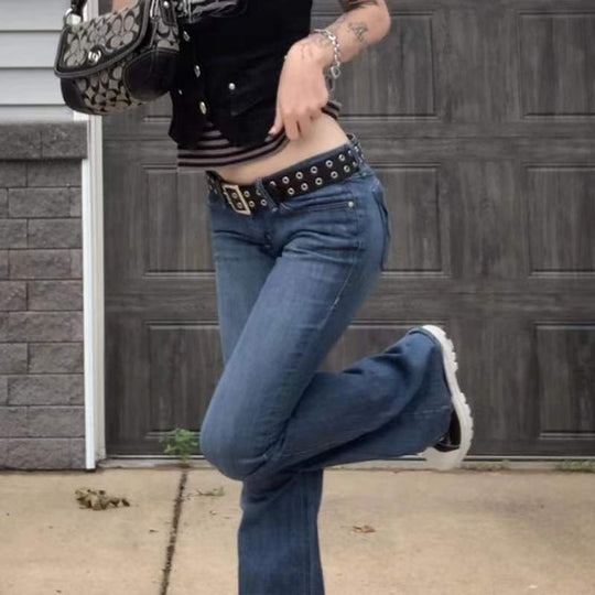 Damen lässige Flared Jeans im Retro-Stil mit hohem Bund Heidi-Mode