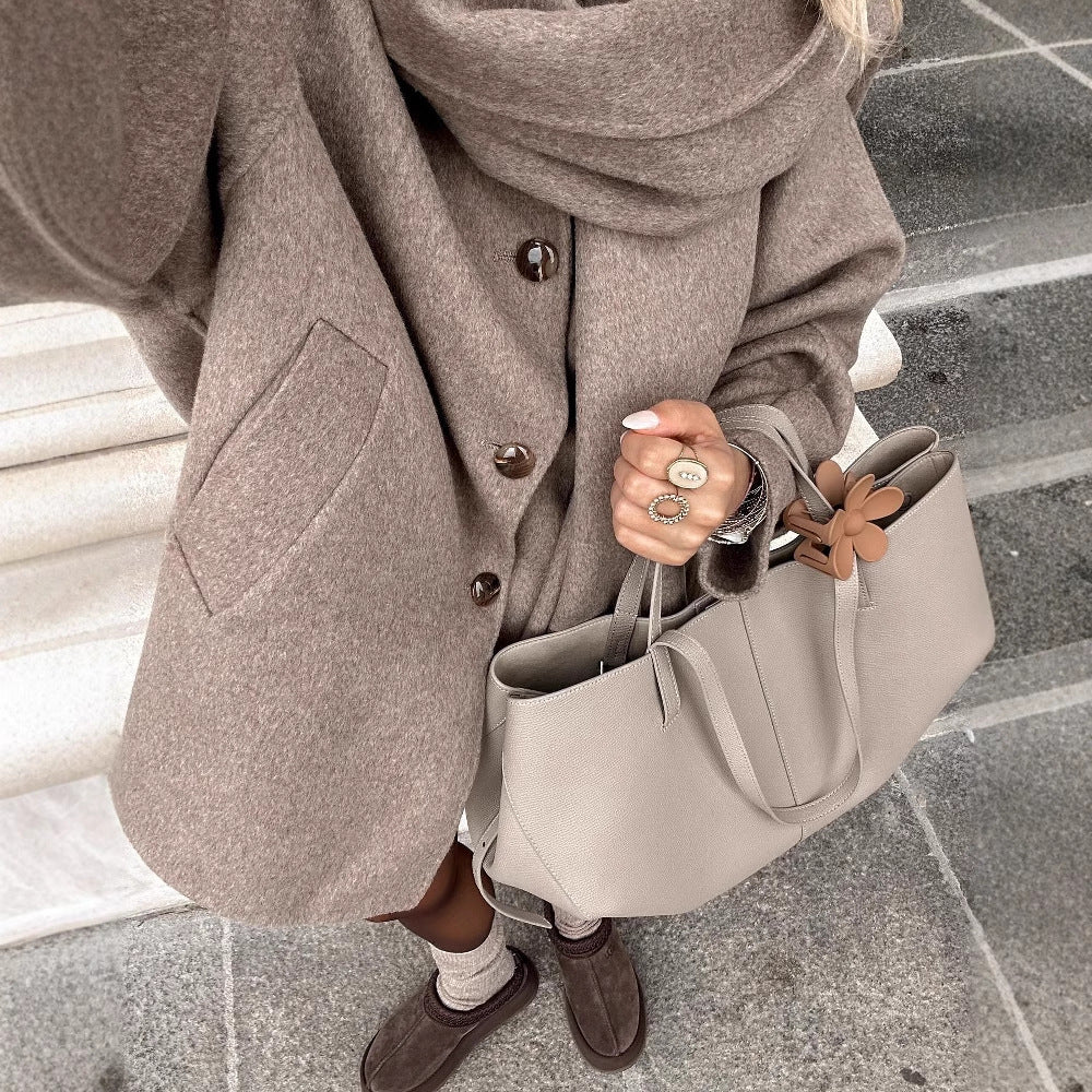 Damen modische Wolljacke mit oversized Schnitt und elegantem Revers Heidi-Mode