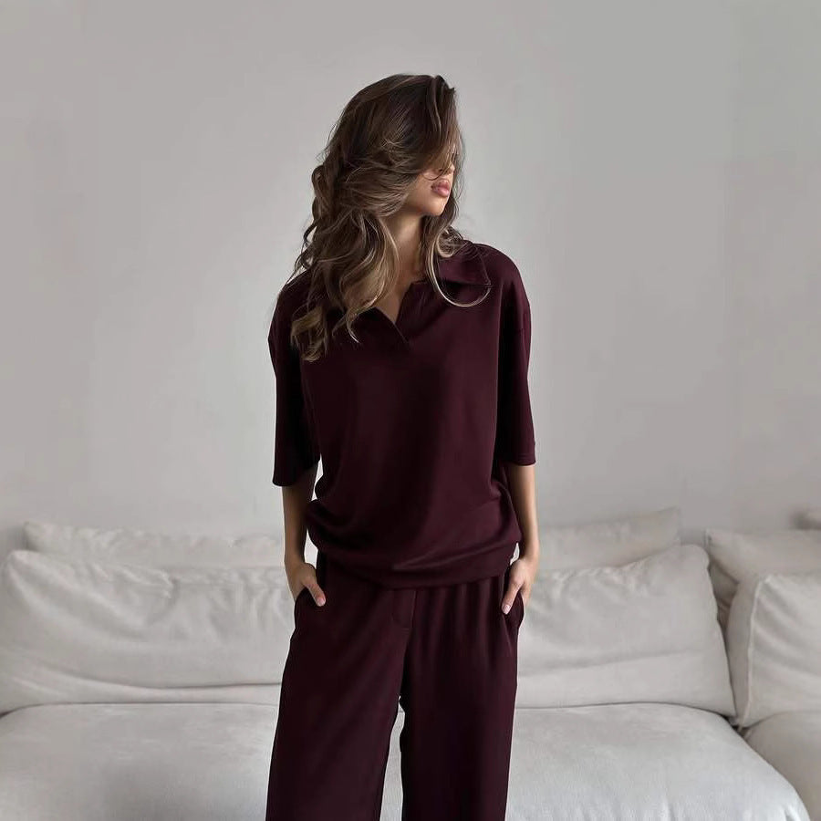 Damen elegantes Loungewear-Set mit weitem Schnitt und modischen Akzenten Heidi-Mode