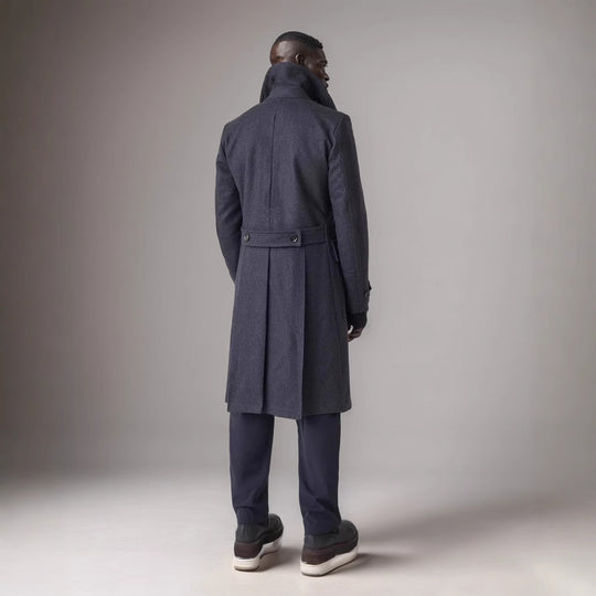 Herren eleganter Dufflecoat mit tiefem Revers und praktischen Taschen Heidi-Mode