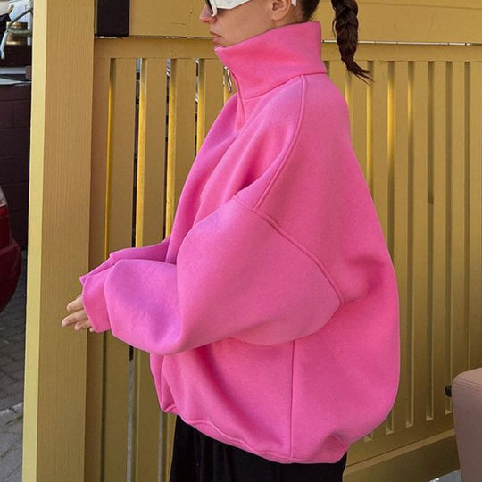 Damen Sweatshirt mit Zip-Kragen und lässigem Schnitt Heidi-Mode