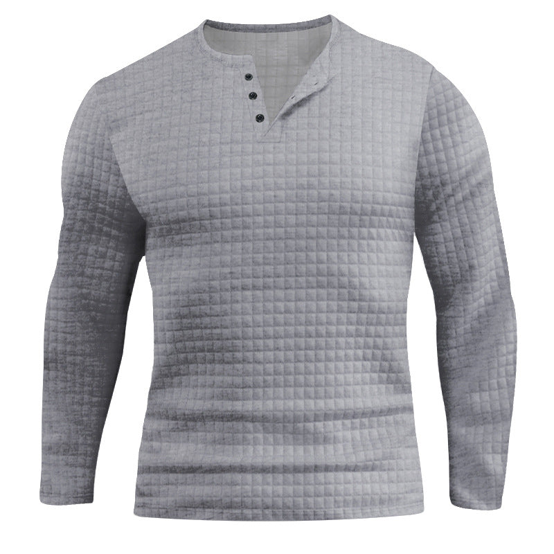 Herren Langarmshirt mit strukturiertem Design und modischem Knopfverschluss Heidi-Mode