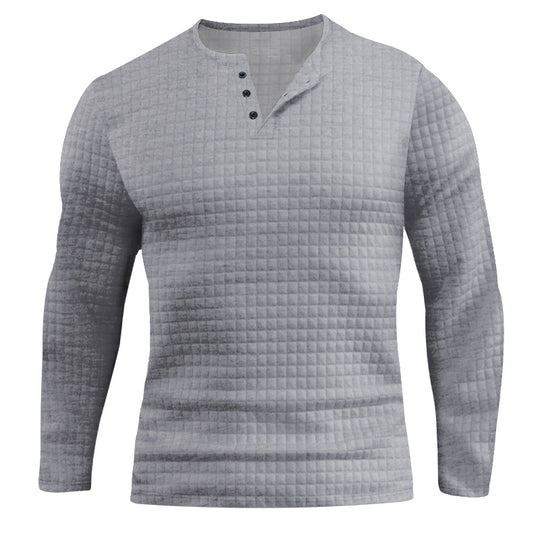 Herren Langarmshirt mit strukturiertem Design und modischem Knopfverschluss Heidi-Mode