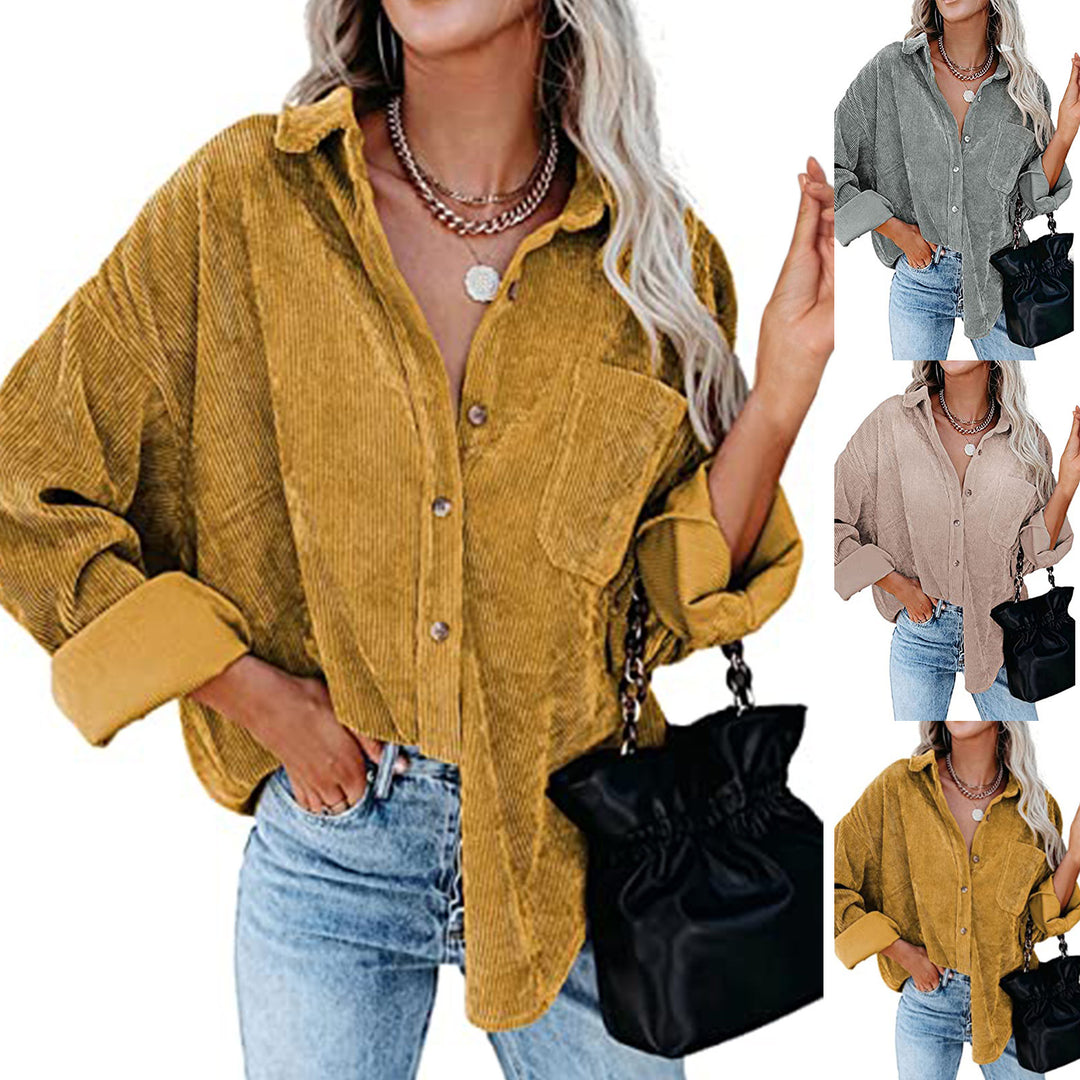 Damen Übergroße Kordbluse Heidi-Mode