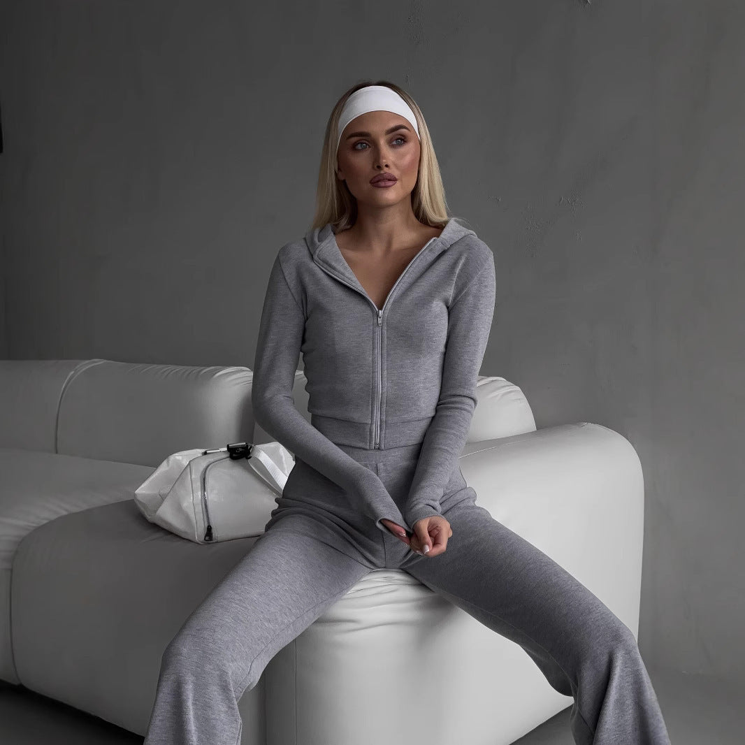 Damen moderner Zip-Hoodie mit passender Jogginghose Heidi-Mode