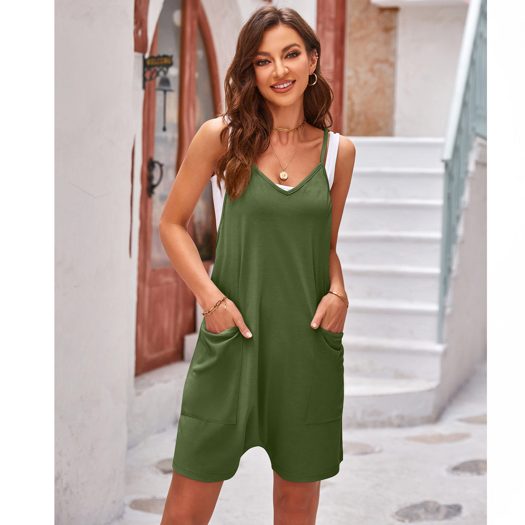 Damen sportlicher Jumpsuit mit praktischen Taschen und weitem Schnitt Heidi-Mode