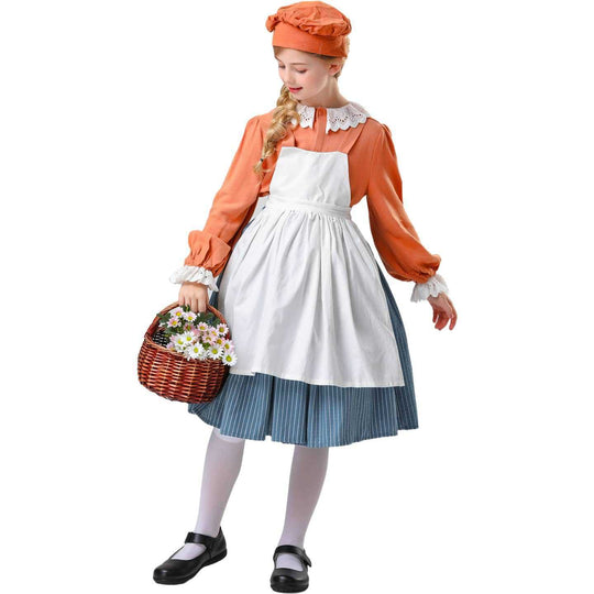 Damen Trachtenkleid mit Schürze und Mütze Heidi