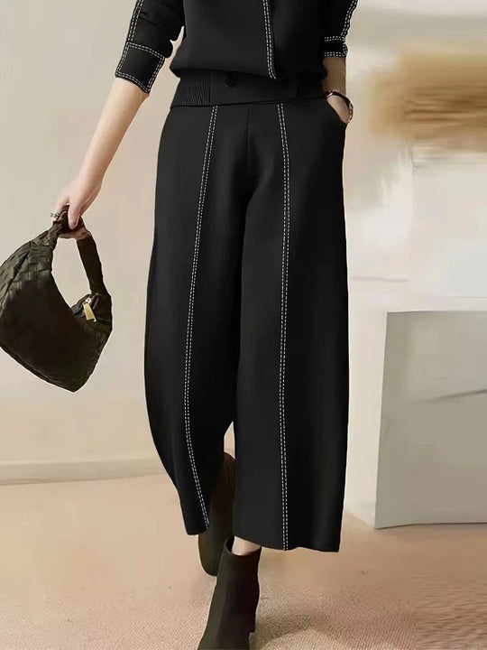 Damen elegante Culotte mit dekorativen Steppnähten Heidi-Mode
