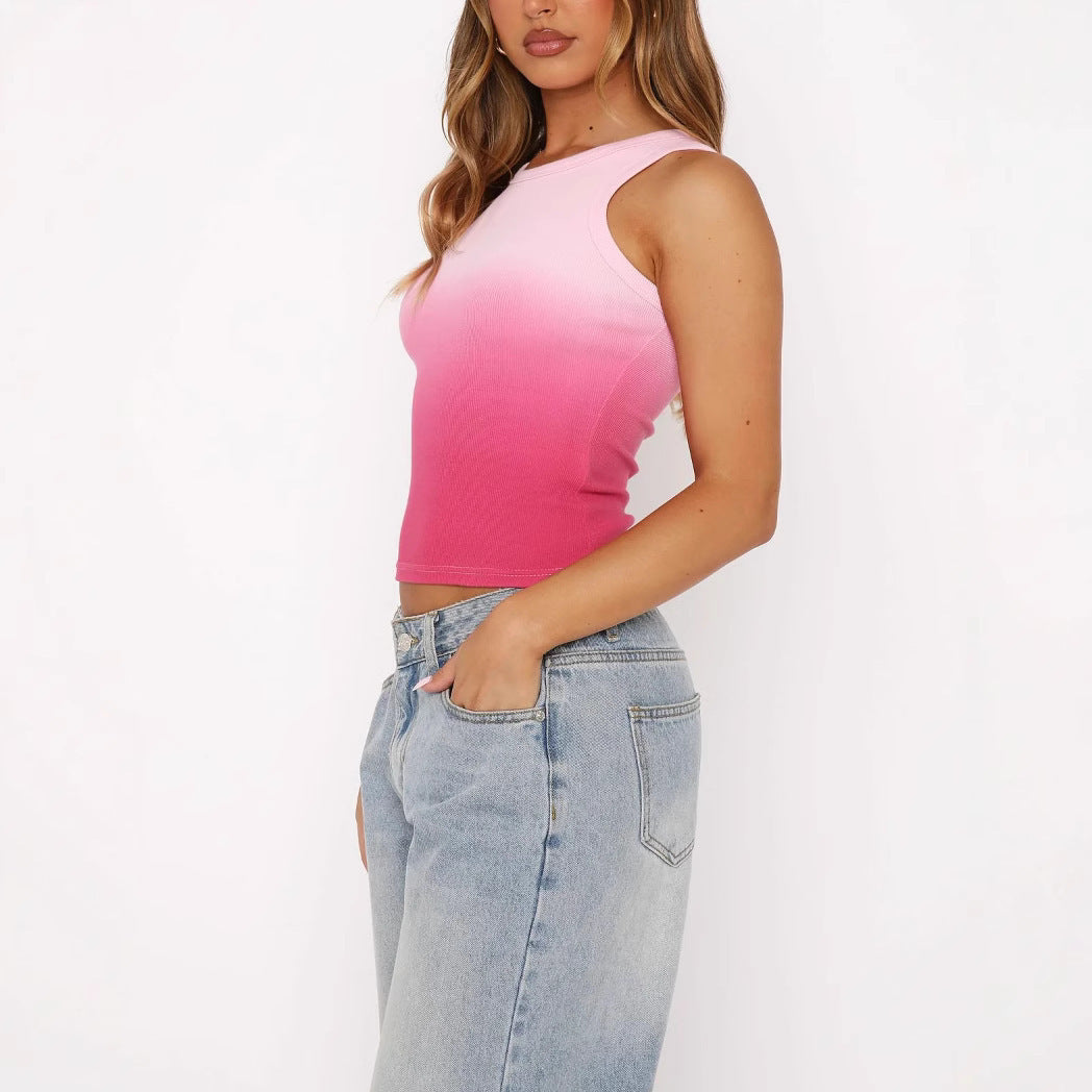 Damen ärmelloses Ripptop mit Farbverlauf Heidi-Mode