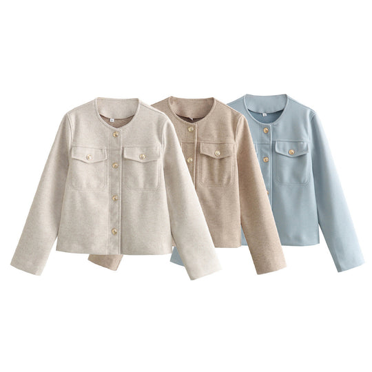 Damen moderne Jacke aus weichen Materialien mit strukturiertem Design Heidi-Mode