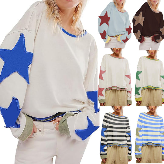 Damen lässiger Pullover mit Sternen-Design Heidi-Mode