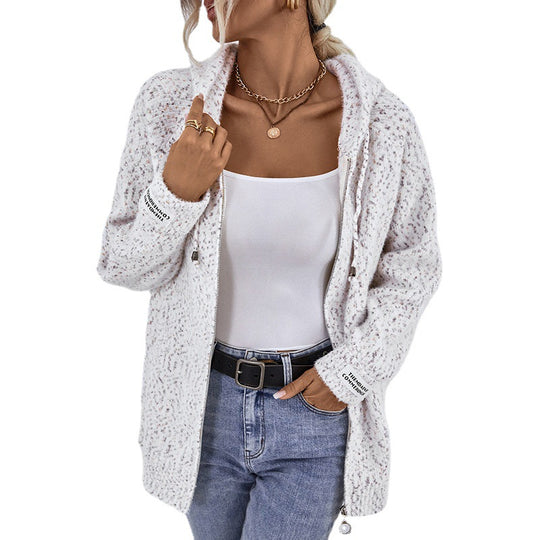 Damen kuschelige Strickjacke mit hohem Kragen und praktischem Reißverschluss Heidi-Mode