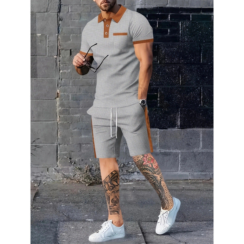 Herren Poloshirt und Shorts Set mit stylischem Kontrastdesign Heidi-Mode