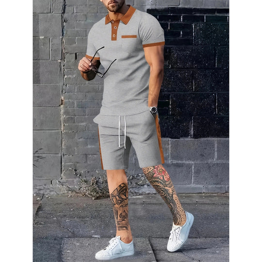 Herren Poloshirt und Shorts Set mit stylischem Kontrastdesign Heidi-Mode