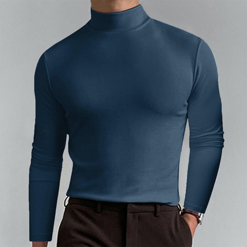 Herren Elegantes Langarm-T-Shirt mit hohem Kragen Heidi-Mode