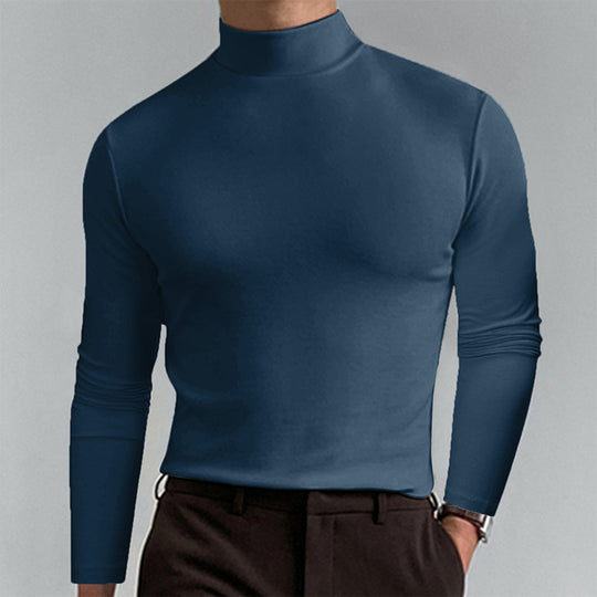 Herren Elegantes Langarm-T-Shirt mit hohem Kragen Heidi-Mode