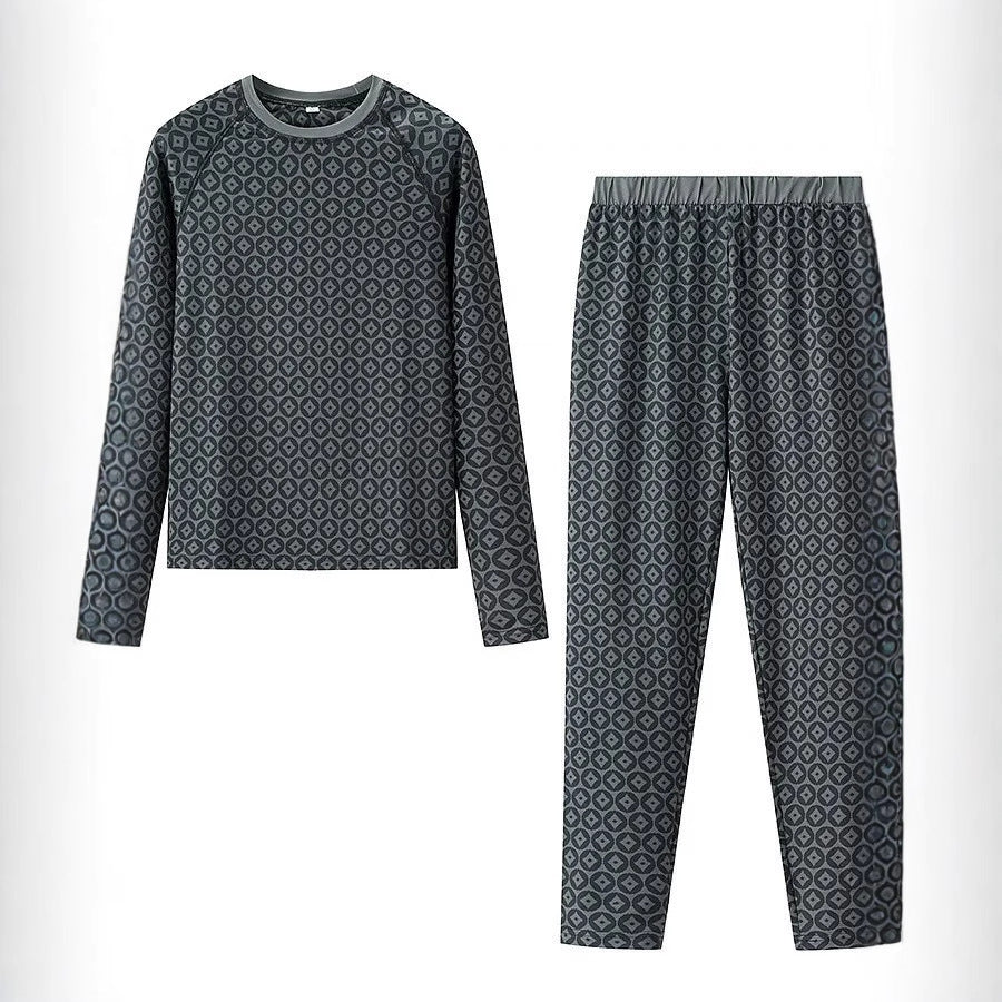 Damen Pyjama-Set aus weichem Jersey mit modernem Muster Heidi-Mode