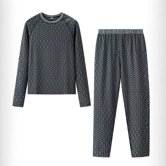 Damen Pyjama-Set aus weichem Jersey mit modernem Muster Heidi-Mode