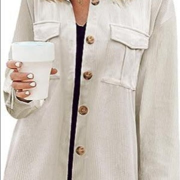 Damen Cordhemdjacke mit doppelter Brusttasche Heidi-Mode