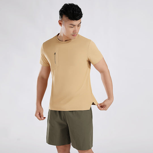 Herren Sport T-Shirt mit atmungsaktiven Eigenschaften und praktischem Reißverschluss Heidi-Mode