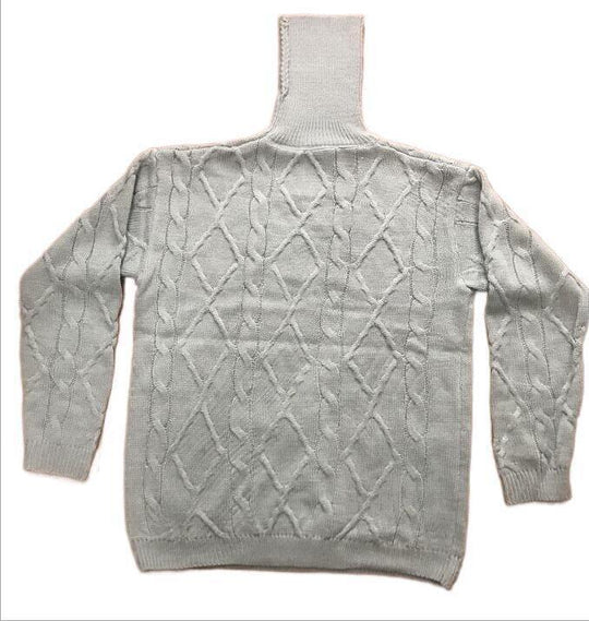 Herren Strickpullover mit hohem Kragen und strukturiertem Zopfmuster Heidi-Mode