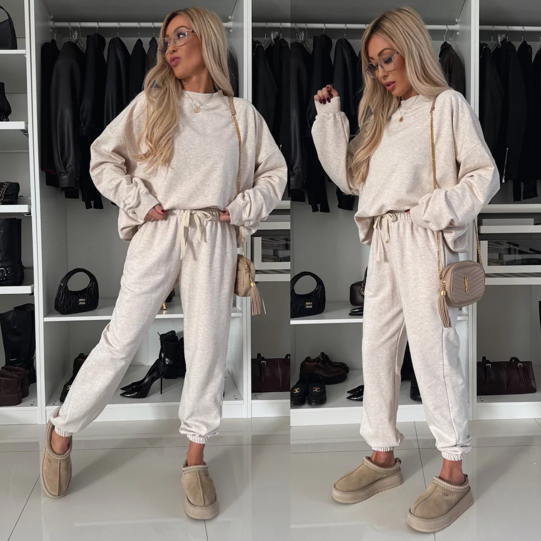 Damen lässiges Freizeit-Loungewear-Set mit elastischem Bund und oversize Schnitt Heidi-Mode
