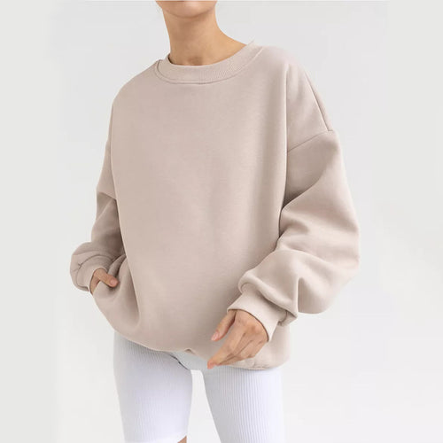 Damen lässiges Over-Sized Sweatshirt mit Oversized-Schnitt und weichen Baumwollmaterialien Heidi-Mode