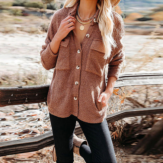 Damen Oversized Hemdbluse mit strukturiertem Design und Knopfdetails Heidi-Mode