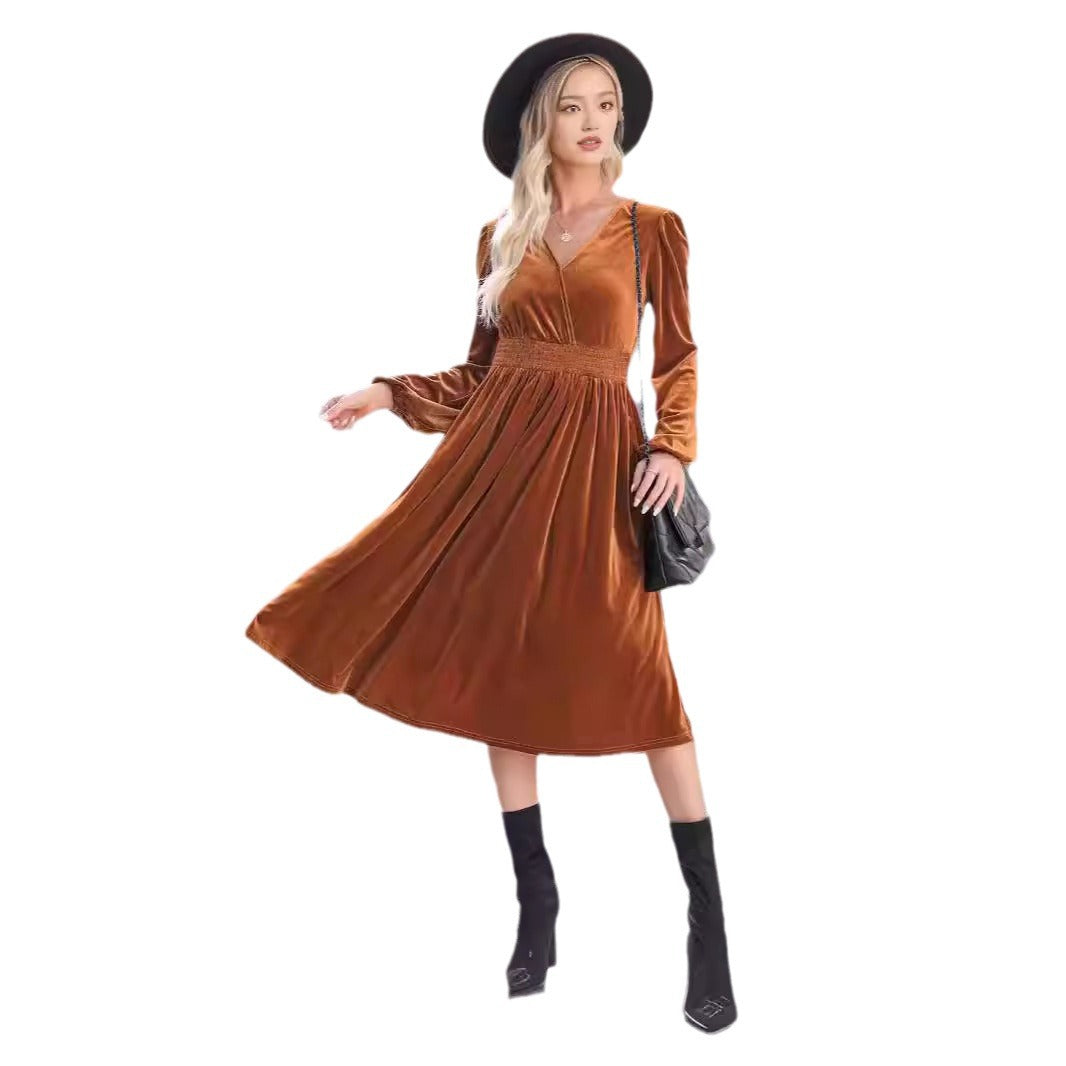 Damen Samt Kleid im Vintage-Stil Heidi-Mode