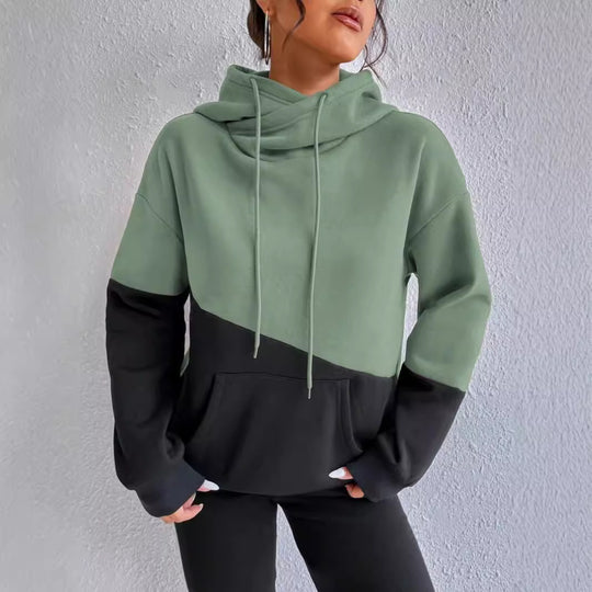Damen lässiger Kapuzenpullover mit Farbblock-Design Heidi-Mode