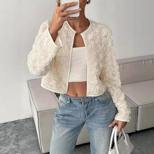 Damen Blütenapplikationen Jacke Heidi-Mode