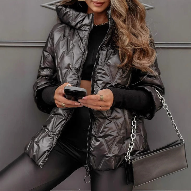 Damen Steppjacke mit hochabschließendem Kragen und breitem Ärmel Heidi-Mode