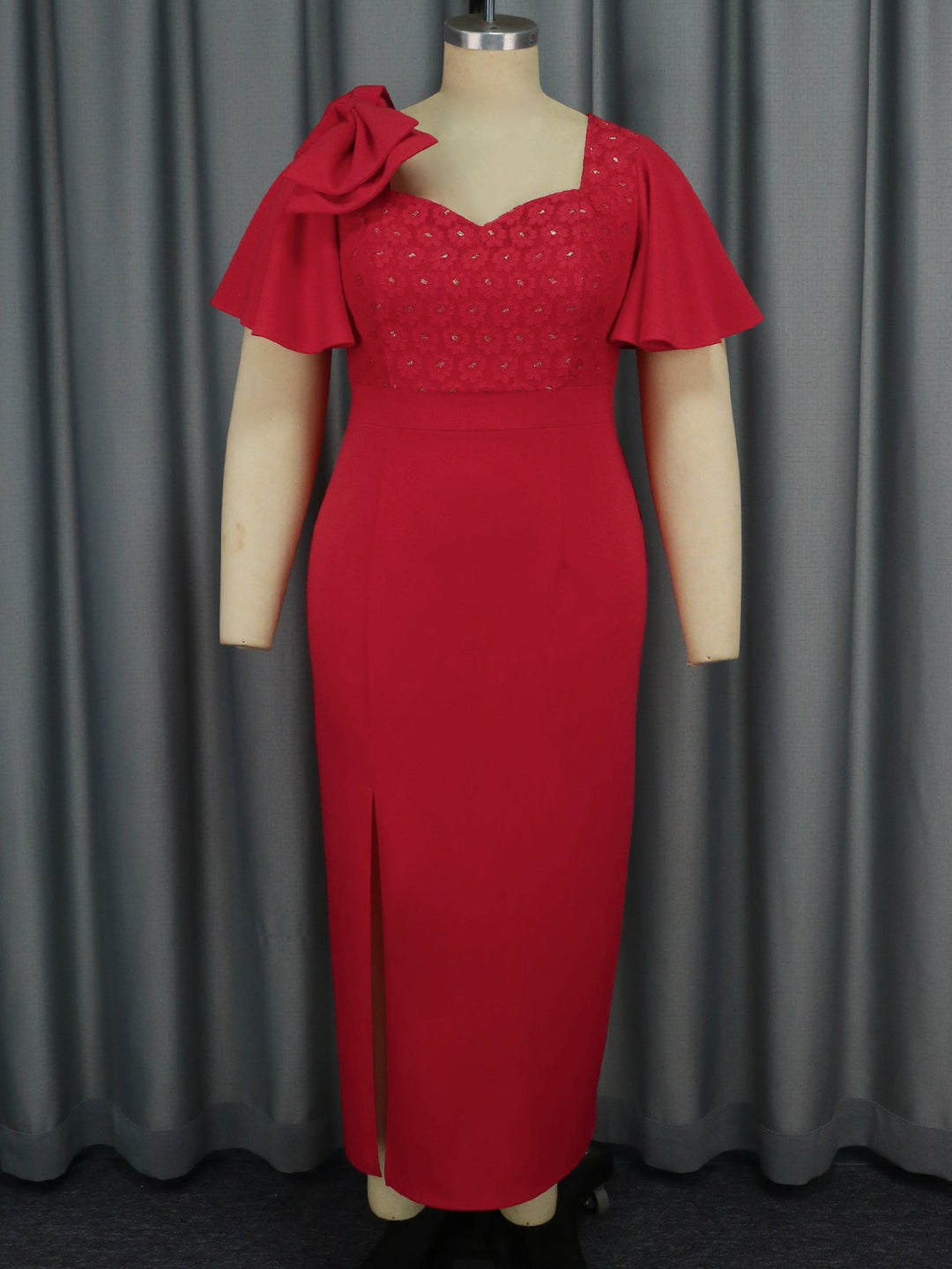 Heidi-Mode | Frauen Rüschensatz Schleifen Kleid Sexy Party Spitze Kleid