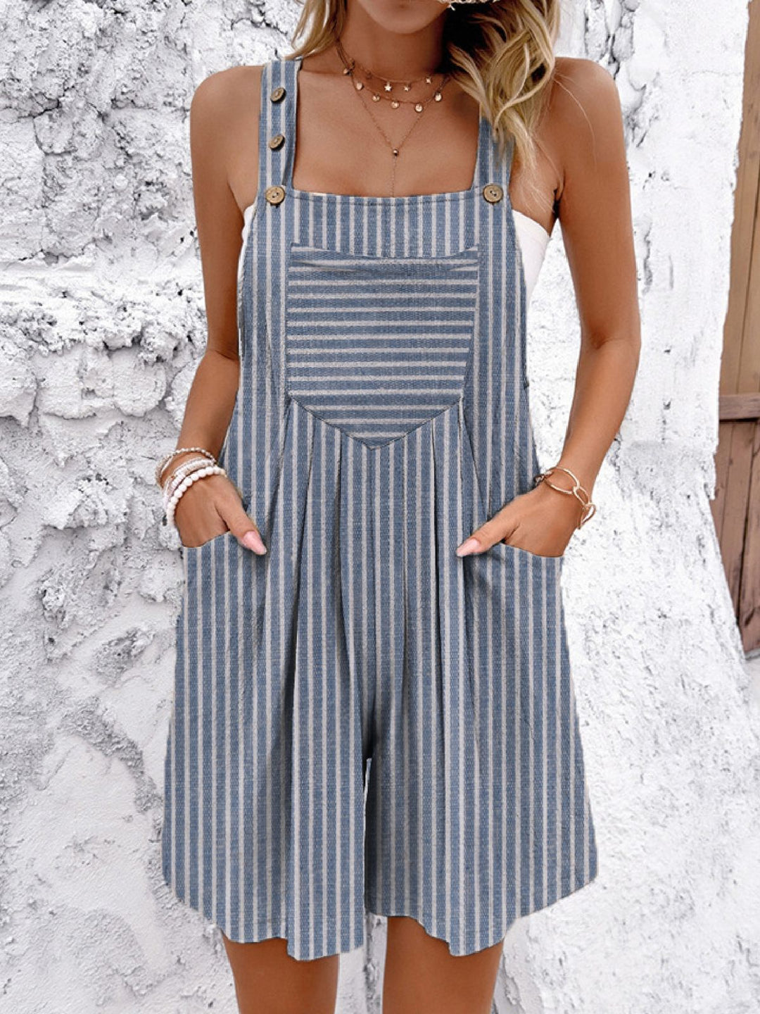 Damen Overall mit Taschen und Knopfdetails Heidi-Mode