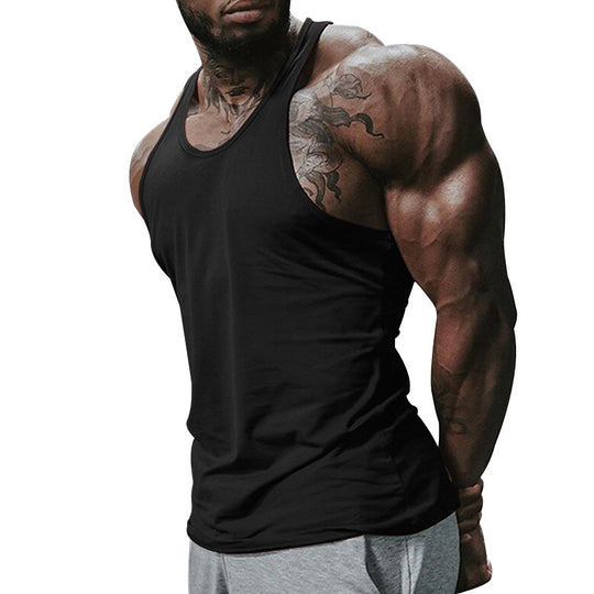 Herren atmungsaktives Fitness Tanktop mit Racerback-Design und körperbetontem Schnitt Heidi-Mode