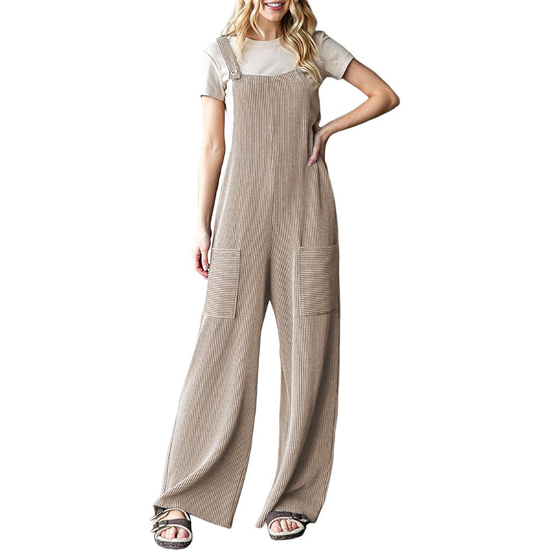 Damen lässiger Cord-Overall mit praktischen Taschen und breiten Beinen Heidi-Mode