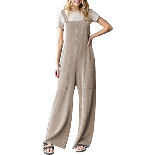Damen lässiger Cord-Overall mit praktischen Taschen und breiten Beinen Heidi-Mode