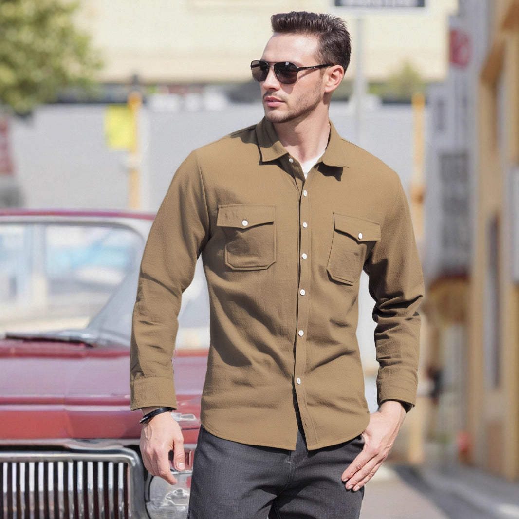 Herren Lässiges Langarmhemd mit praktischen Brusttaschen und modernem Schnitt Heidi-Mode