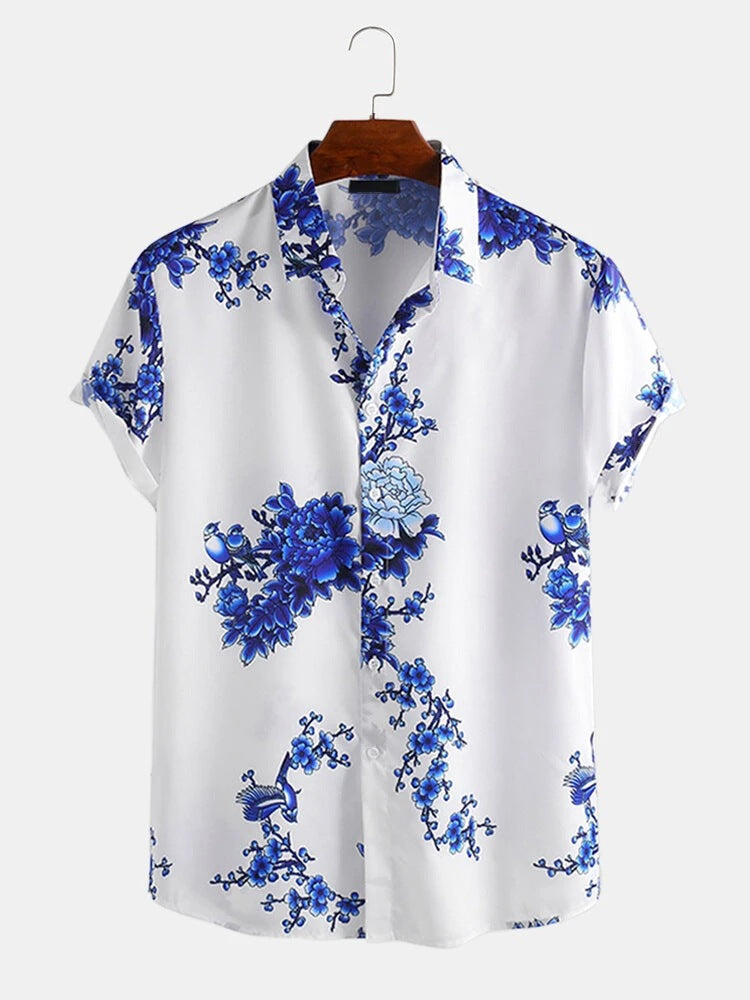 Herren Kurzarmhemd mit elegantem floralem Druck und hochwertigem Material Heidi-Mode
